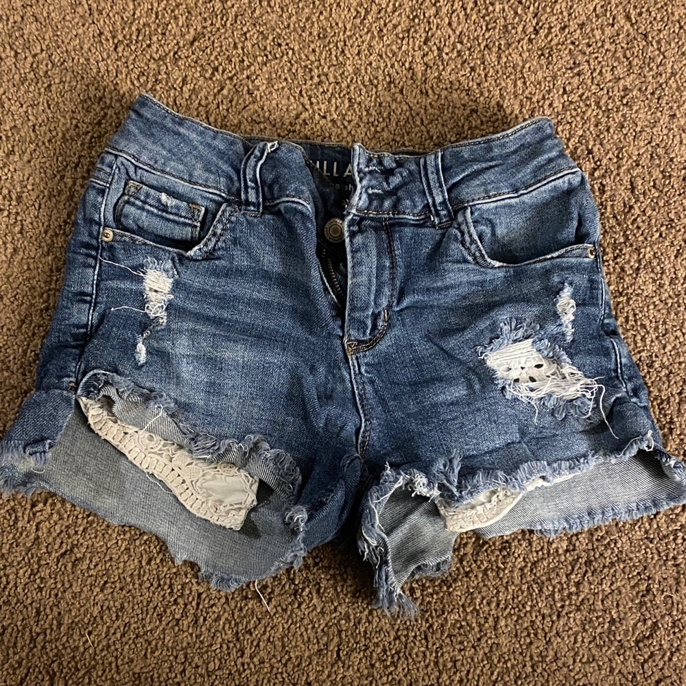 Vanilla Star Ripped Blue Jean Shorts